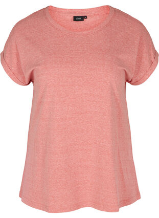 Melert T-skjorte i bomull , Faded Rose melange, Packshot image number 0