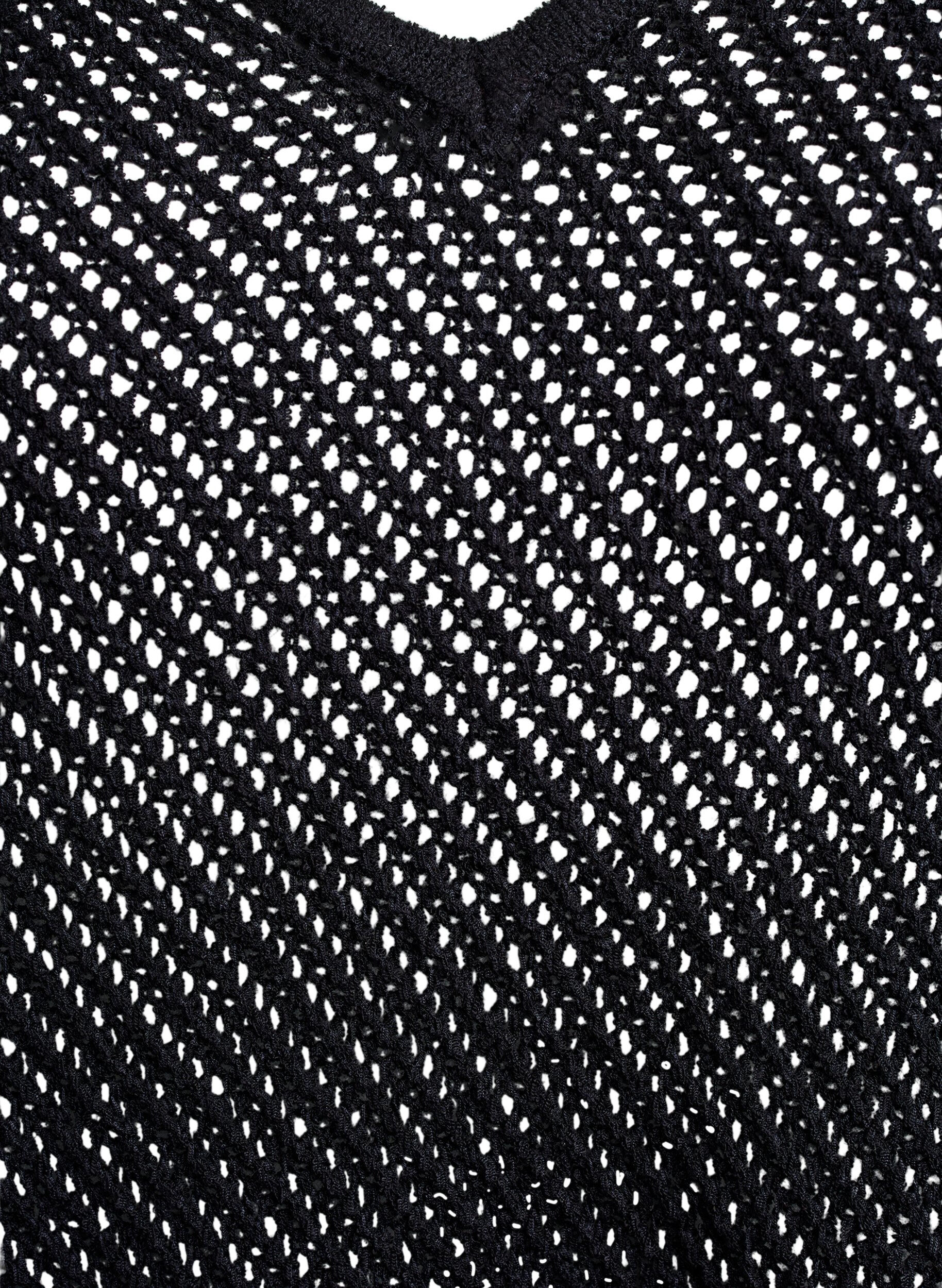 Zizzi FLASH - Ermel&oslash;s strikket topp med v-hals, Svart, Packshot image number 2