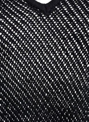 Zizzi FLASH - Ermeløs strikket topp med v-hals, Svart, Packshot image number 2