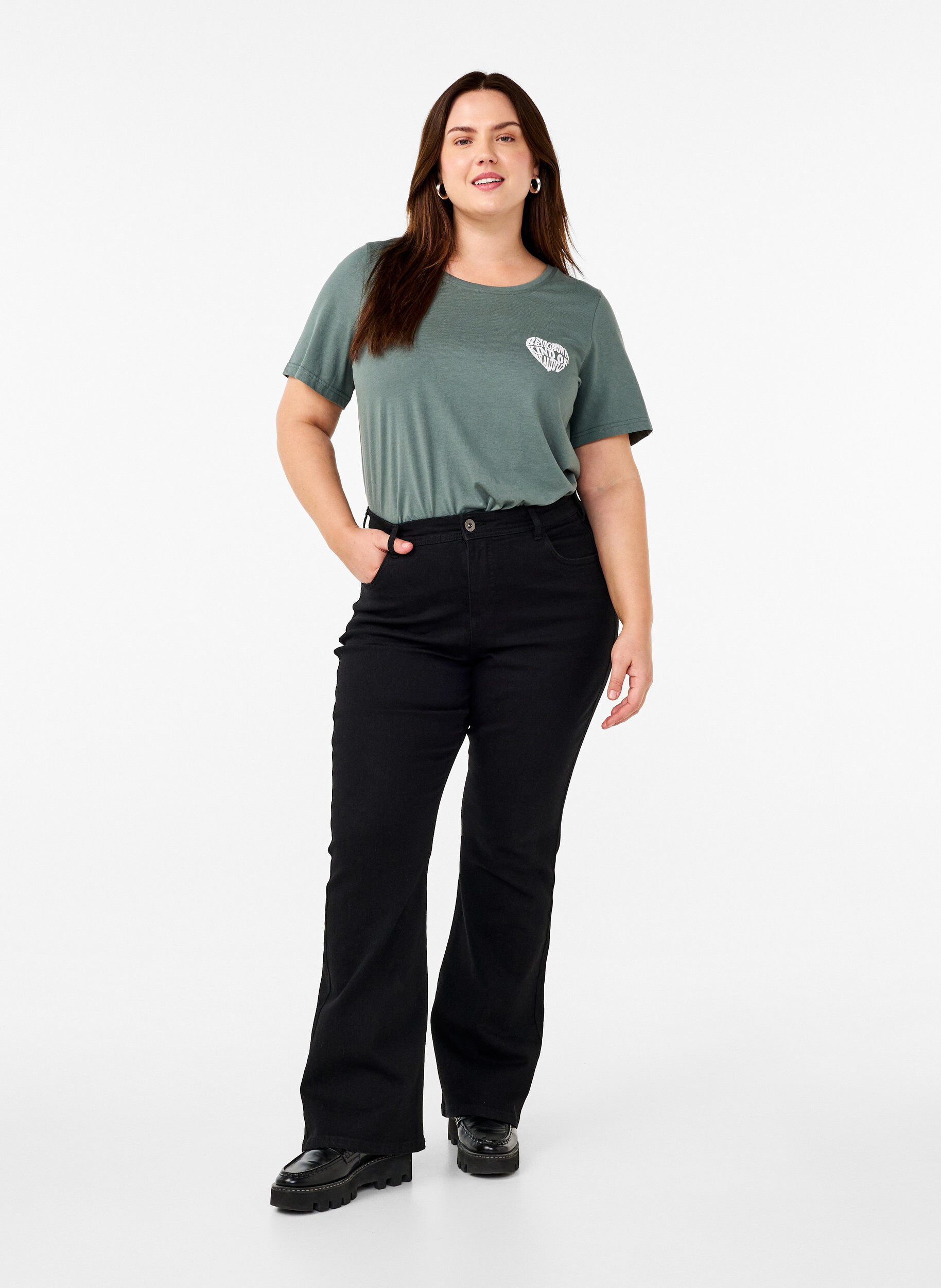 Zizzi FLASH - T-skjorte med motiv, Balsam G. Beautiful, Model image number 2