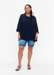 Bluse med asymmetrisk kant og 3/4-ermer, Navy Blazer, Model image number 2