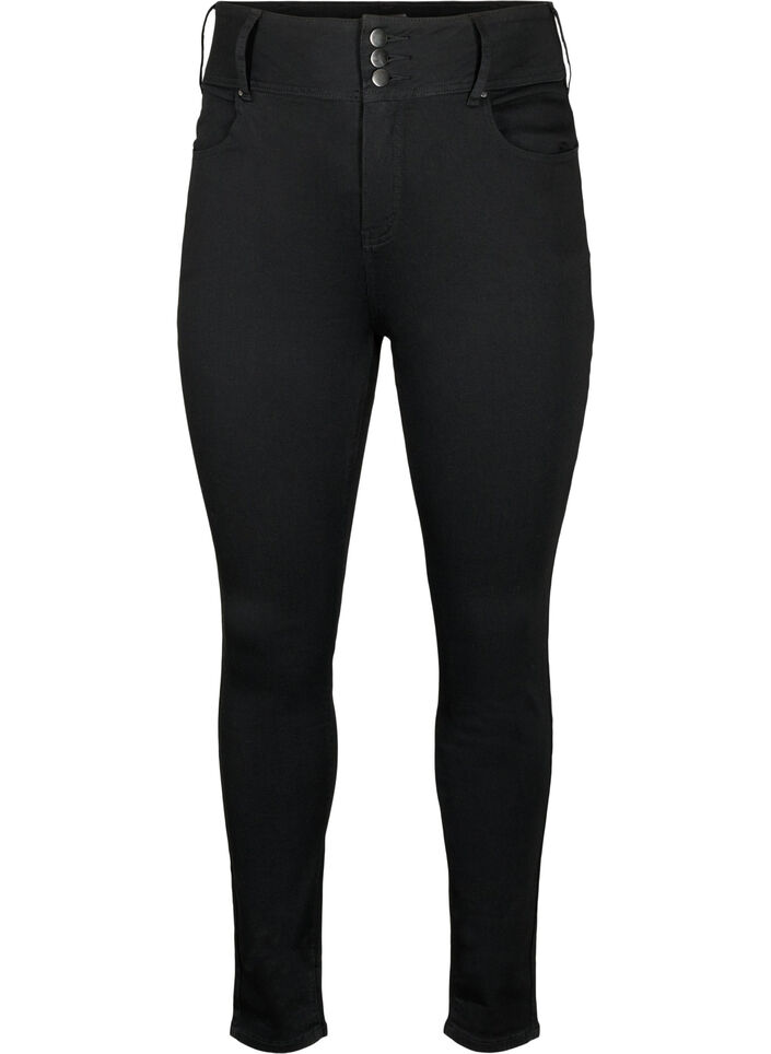 Super slim Bea jeans med ekstra høyt liv, Black, Packshot image number 0