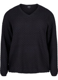 Mønstrete strikkegenser med V-hals, Black