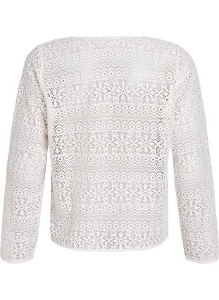 Zizzi Cardigan med hullmønster og knytebånd, Vanilje, Packshot image number 1