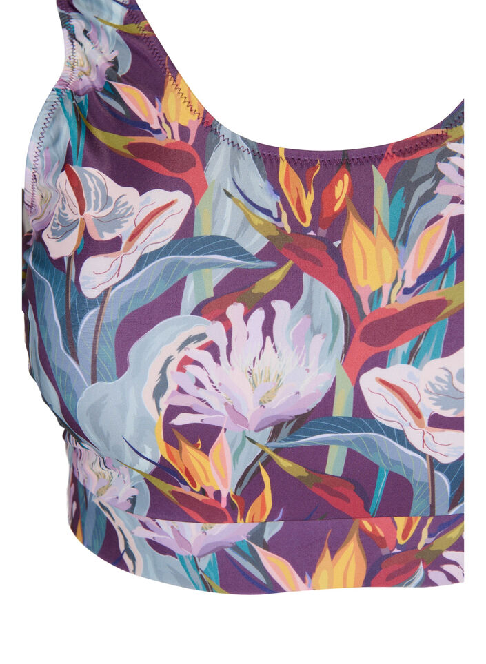 Mønstrete bikinitopp med rund hals, Deep Tropical Print, Packshot image number 2