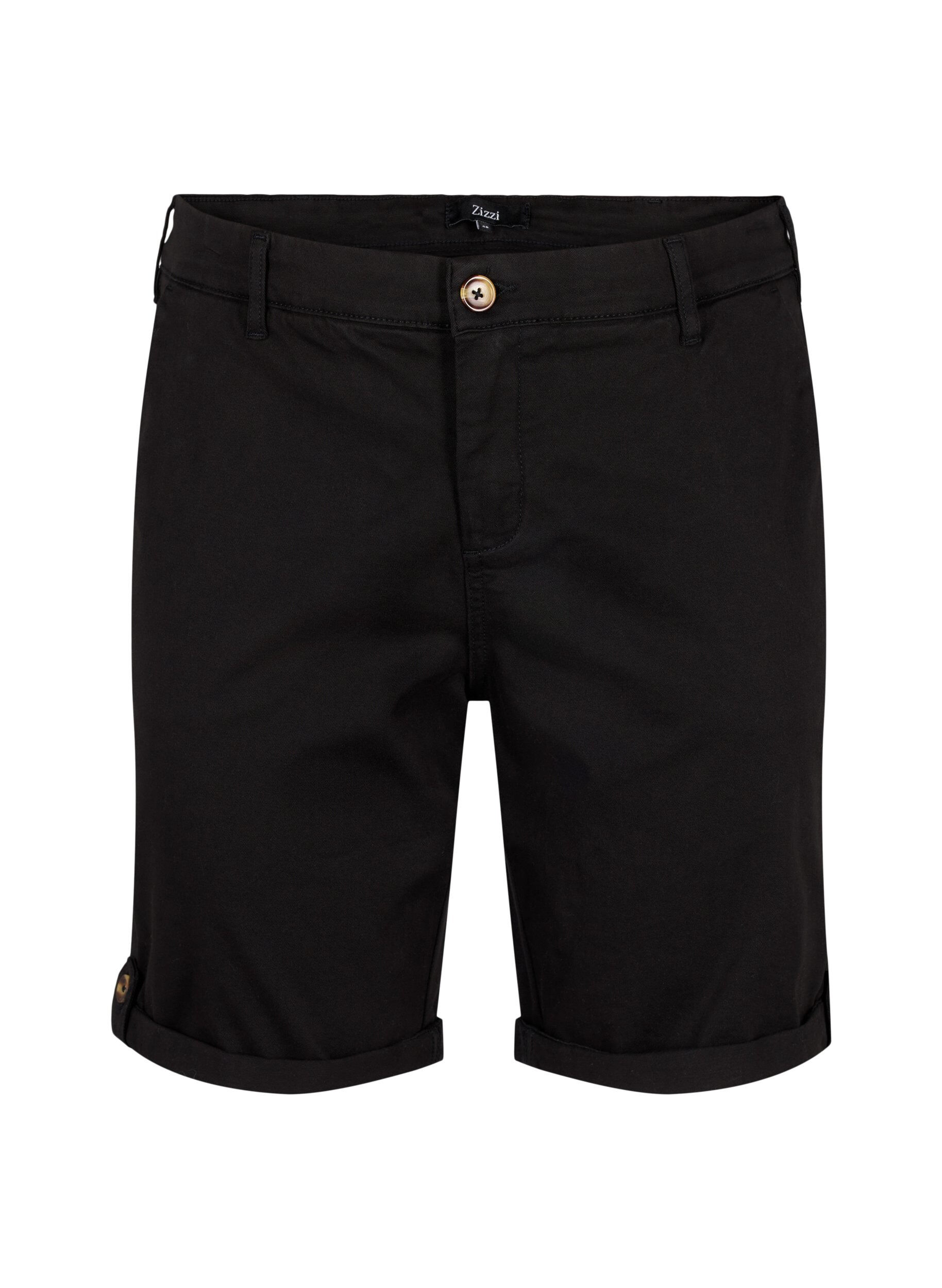 Zizzi Chinoshorts med lommer, Black, Packshot image number 0