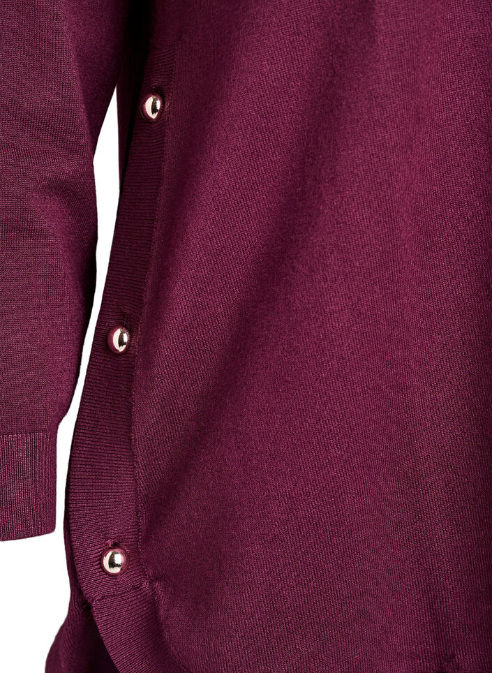 Strikkebluse med knapper i sidene, R&oslash;d, Packshot image number 3
