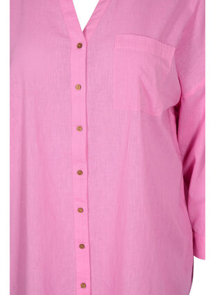 Bluse med 3/4-ermer og knappelukking, Begonia Pink, Packshot image number 2