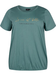 Kortermet T-skjorte i bomull med strikkant, Sea Pine W. Life