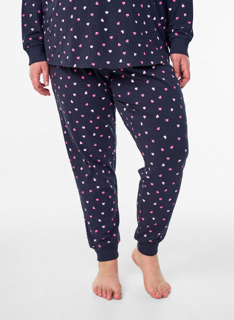 Trykte pyjamasbukser, Bl&aring;, Model image number 2