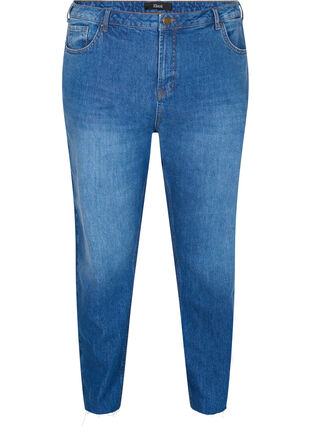 Cropped mom fit Mille jeans med en løs passform, Blue denim, Packshot image number 0