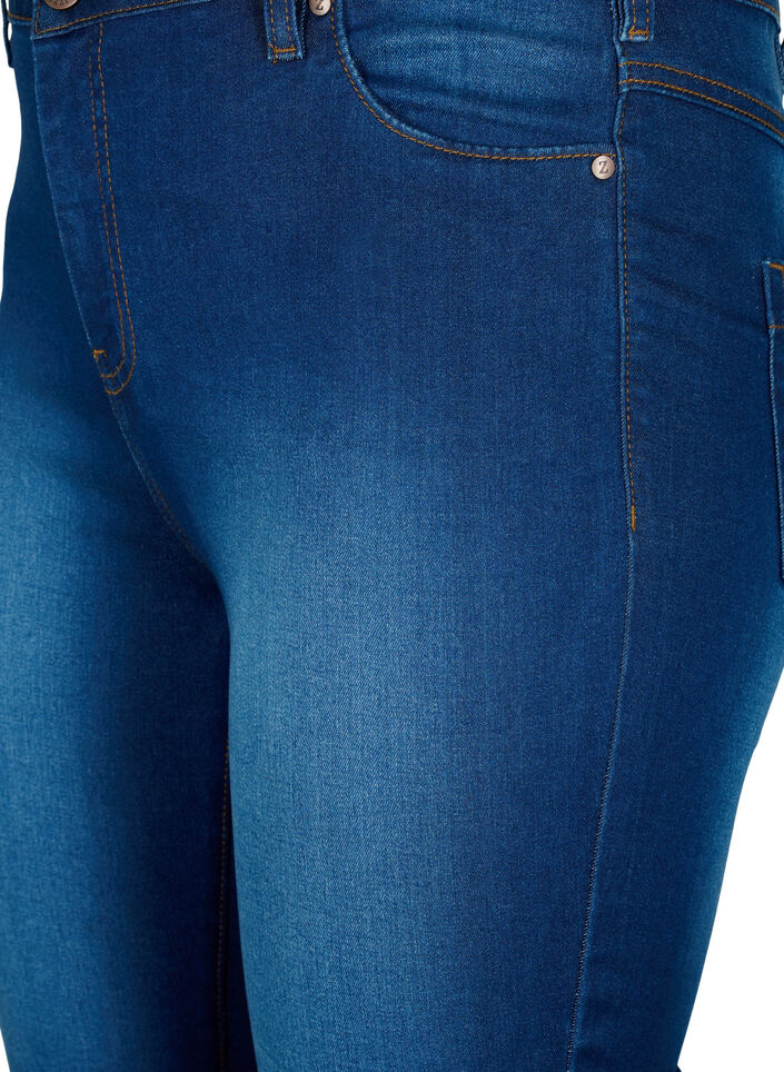 Amy capribukser med høyt liv og super slim fit, Blue denim, Packshot