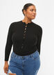 Langermet, ribbestrikket bluse med hulldetaljer, Black, Model image number 0