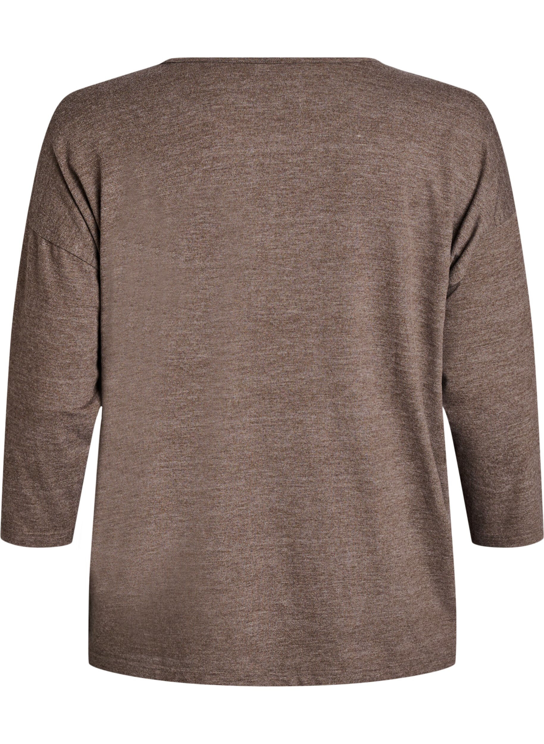 ZizziJersey bluse med 3/4 ermer, Brun, Packshot image number 1