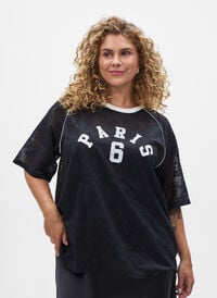 Blonde T-skjorte med teksttrykk, Svart Blonde T-skjorte med teksttrykk, Svart, Model