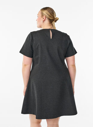 Zizzi Kort A-linje jersey kjole, Grå, Model image number 2