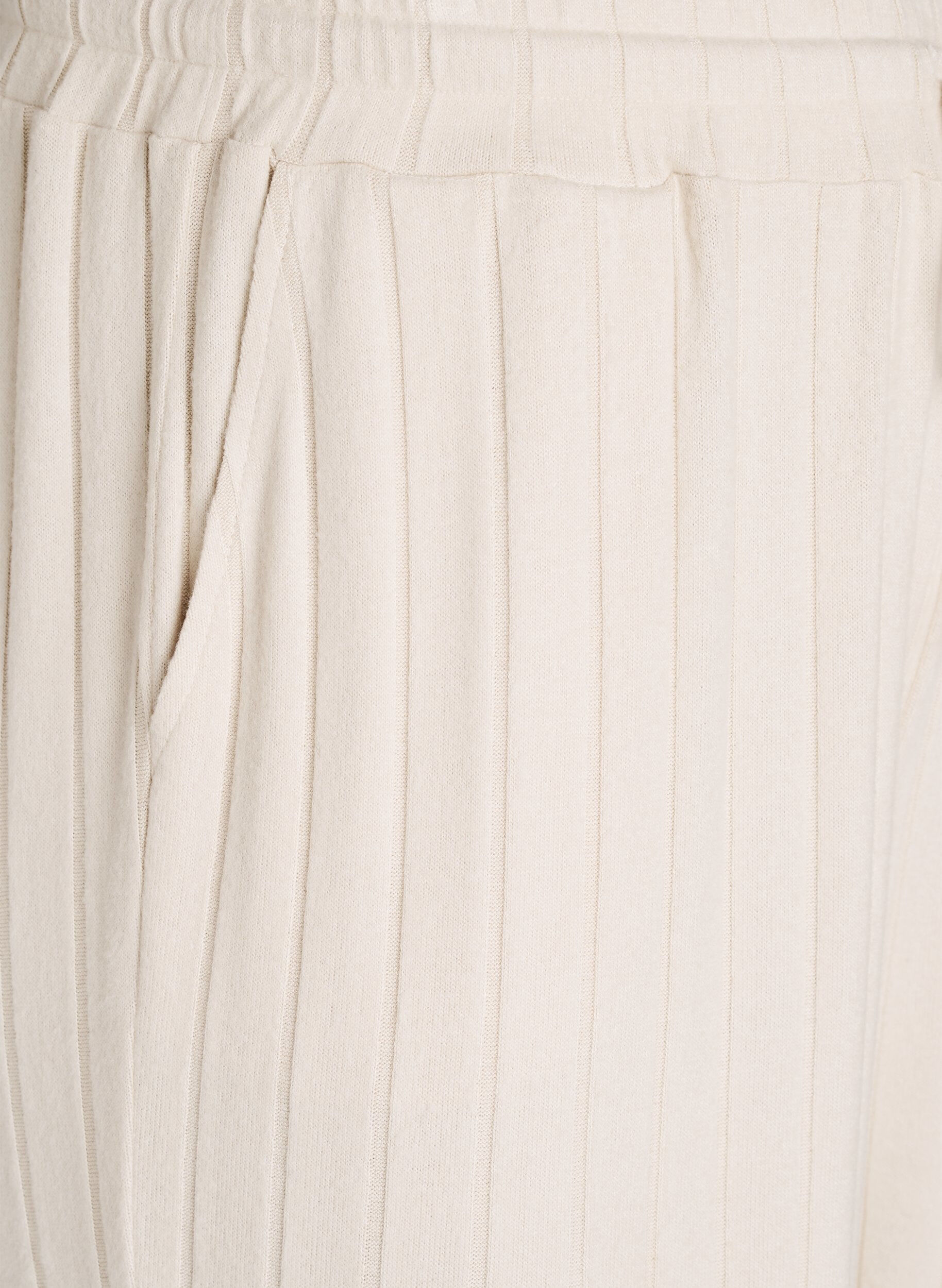 Zizzi Ribbede jersey lounge-bukser med h&oslash;y midje, Beige, Packshot image number 2