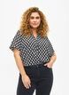 Bluse med korte ermer og V-hals, Black Graphic AOP, Model image number 0