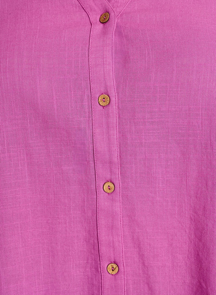 Bluse i bomull med V-hals, Rosa, Packshot image number 2