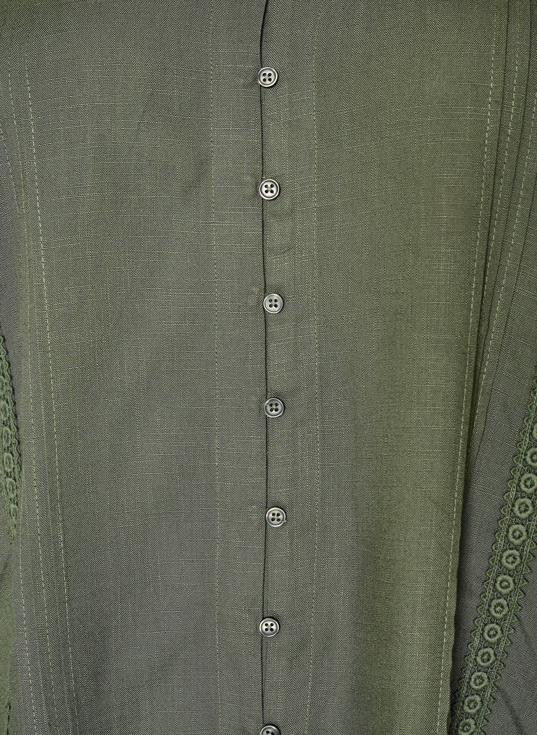 ZizziViskosebluse med heklet kant og knapper, Gr&oslash;nn, Packshot image number 2