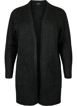 Zizzi Ribbestrikket cardigan med lommer, Grå, Packshot image number 0