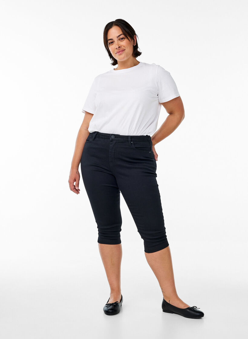 Amy capribukser med h&oslash;yt liv og super slim fit, Svart, Model image number 0