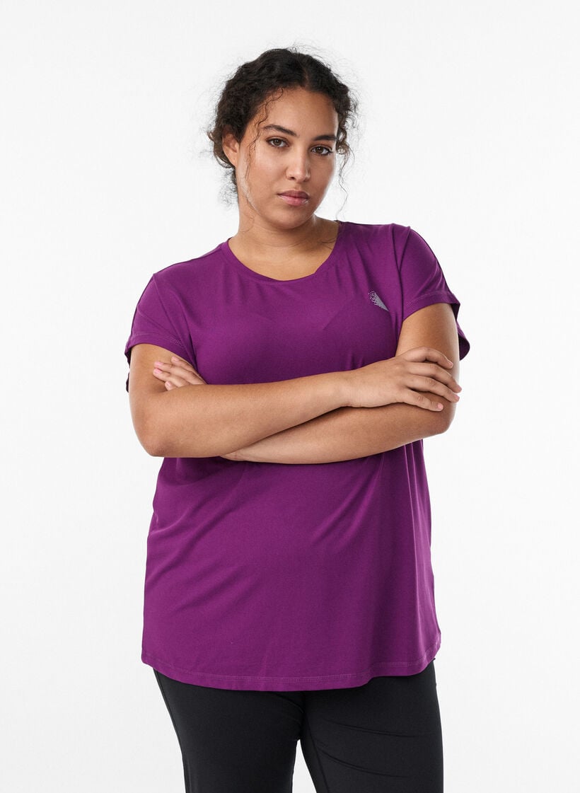 Ensfarget trenings-T-skjorte, Lilla, Model image number 0