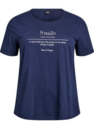 Zizzi FLASH - T-skjorte med motiv, Navy Blazer Smile, Packshot image number 0