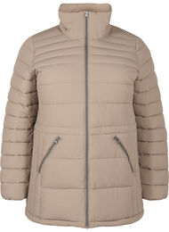 Kort pufferjakke med lommer, Walnut