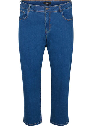 Zizzi Cropped Vera jeans med straight fit, Blå, Packshot image number 0