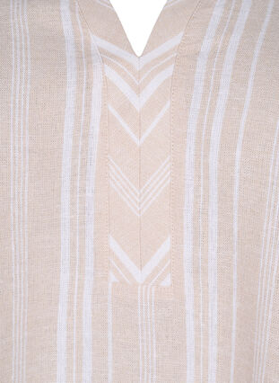Zizzi Stripete bluse i lin- og viskoseblandet kvalitet, Beige, Packshot image number 2