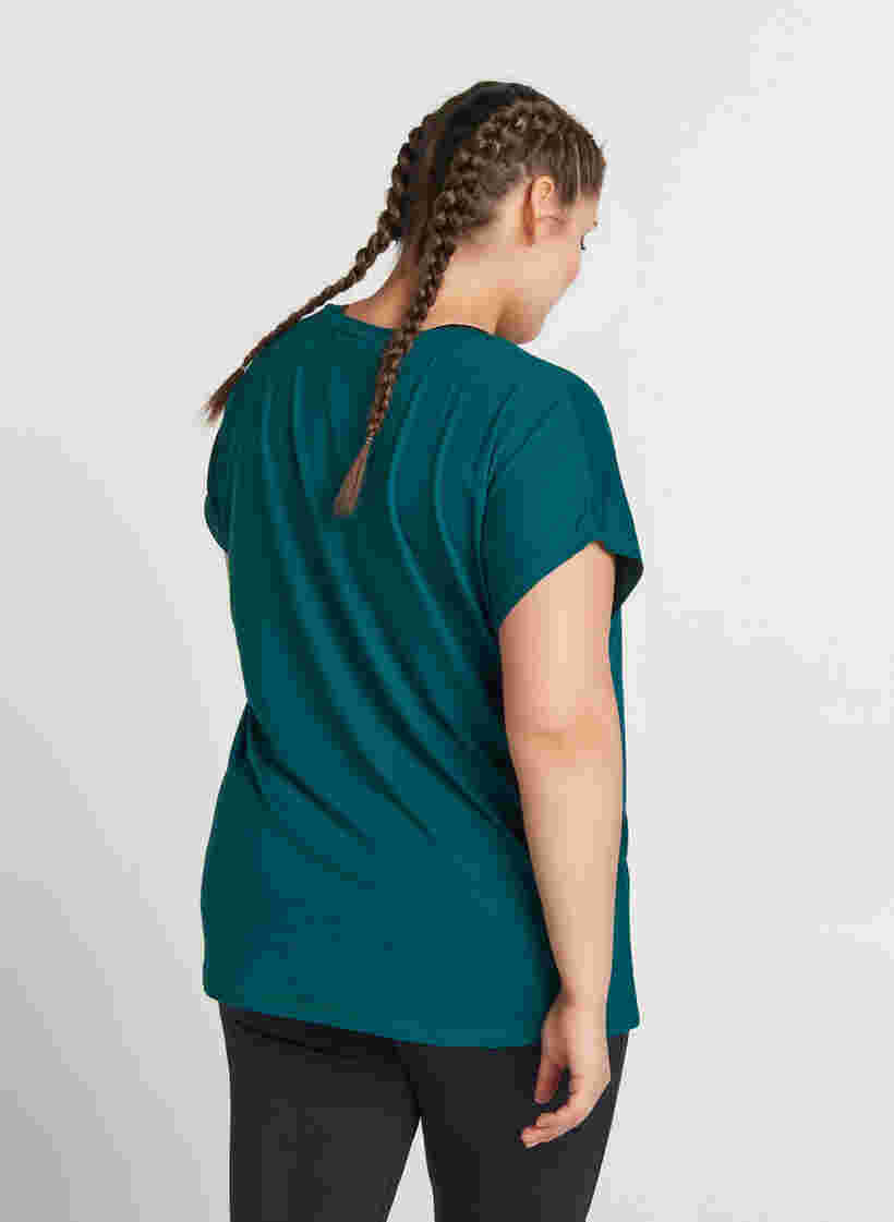 Ensfarget t-skjorte til trening, Deep Teal, Model image number 2