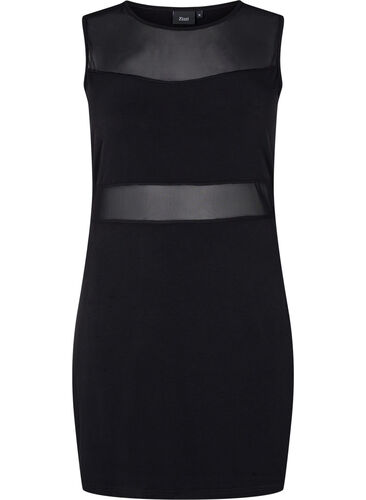 Ermeløs kjole med slim fit, Black, Packshot image number 0