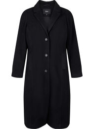 Lang ullkåpe med lommer, Black