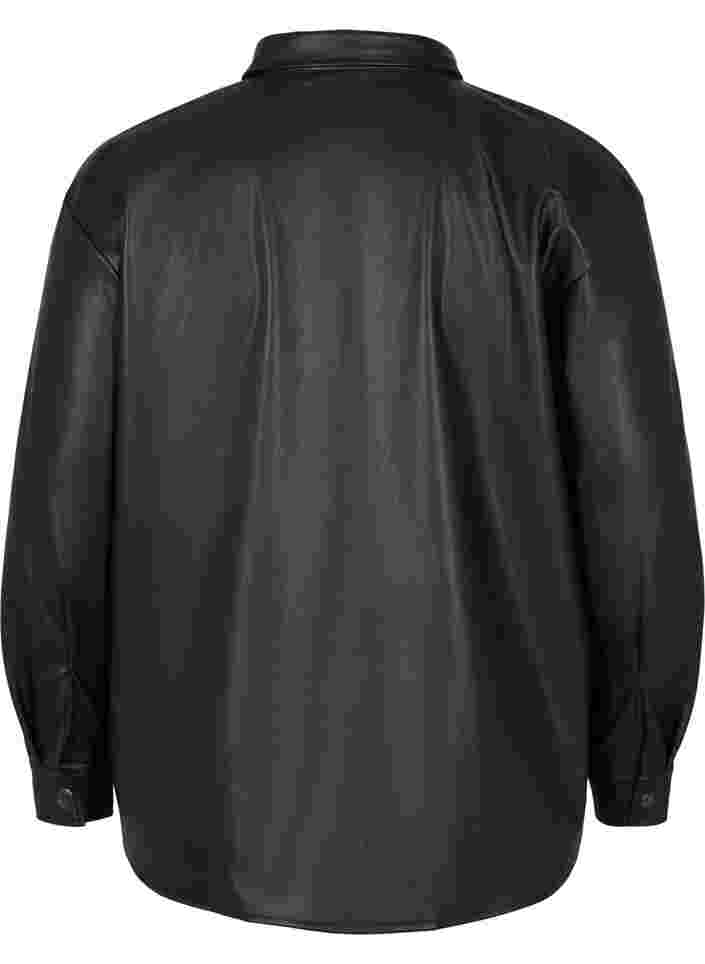 Skjorte i imitert skinn, Black, Packshot image number 1
