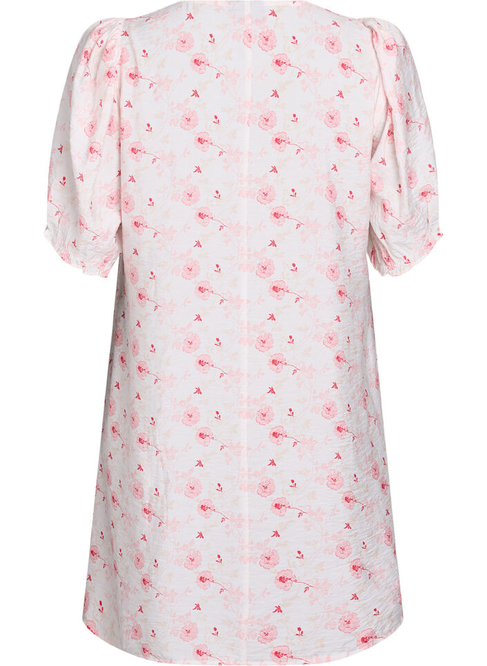 Kort A-linjekjole med blomsterprint, Rosa, Packshot image number 1