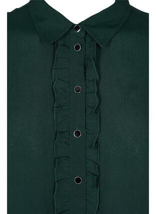 Viskoseskjorte med knappelukknig og volangdetaljer, Scarab, Packshot image number 2