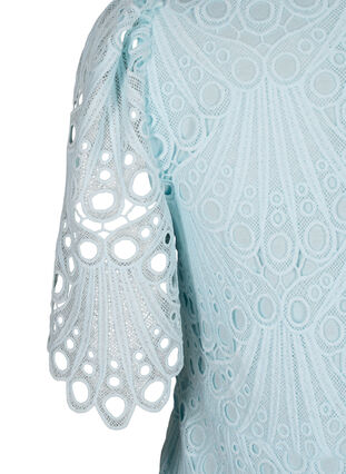 Zizzi Heklet kjole med korte ermer, Delicate Blue, Packshot image number 3