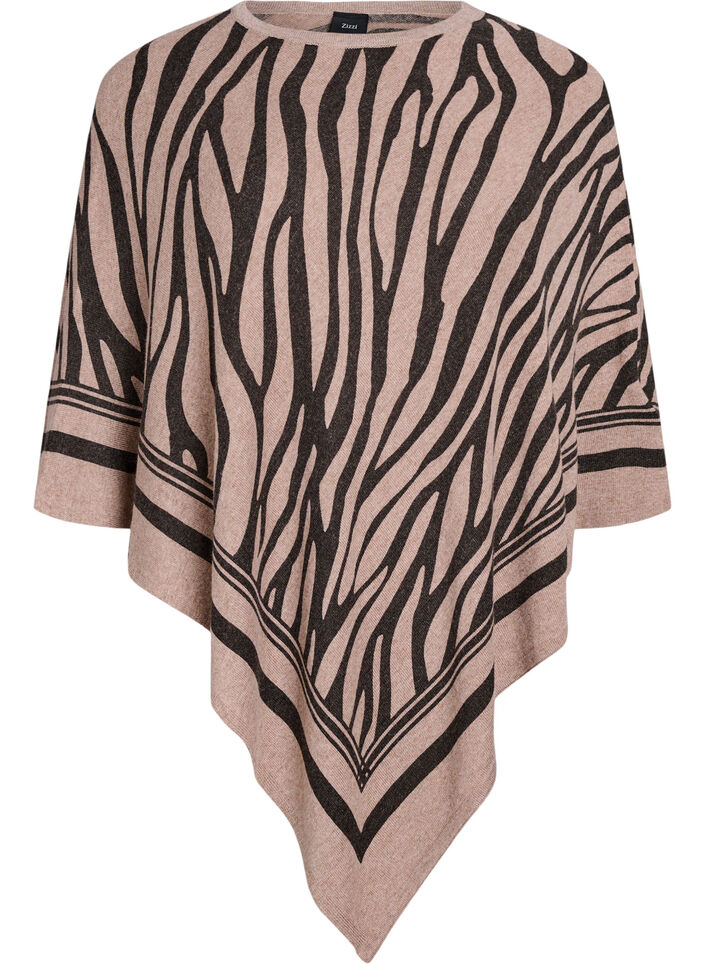 Finstrikket poncho, Svart, Packshot image number 0