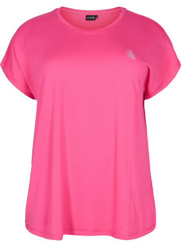 Ensfarget t-skjorte til trening, Fuchsia Purple, Packshot image number 0