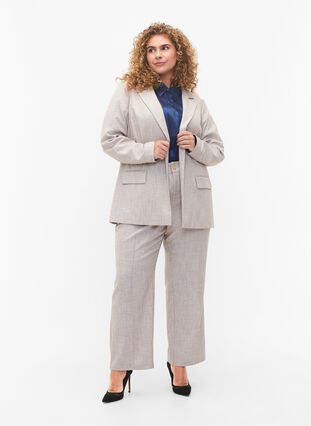Zizzi Melert blazer med knappelukking, String, Model image number 2