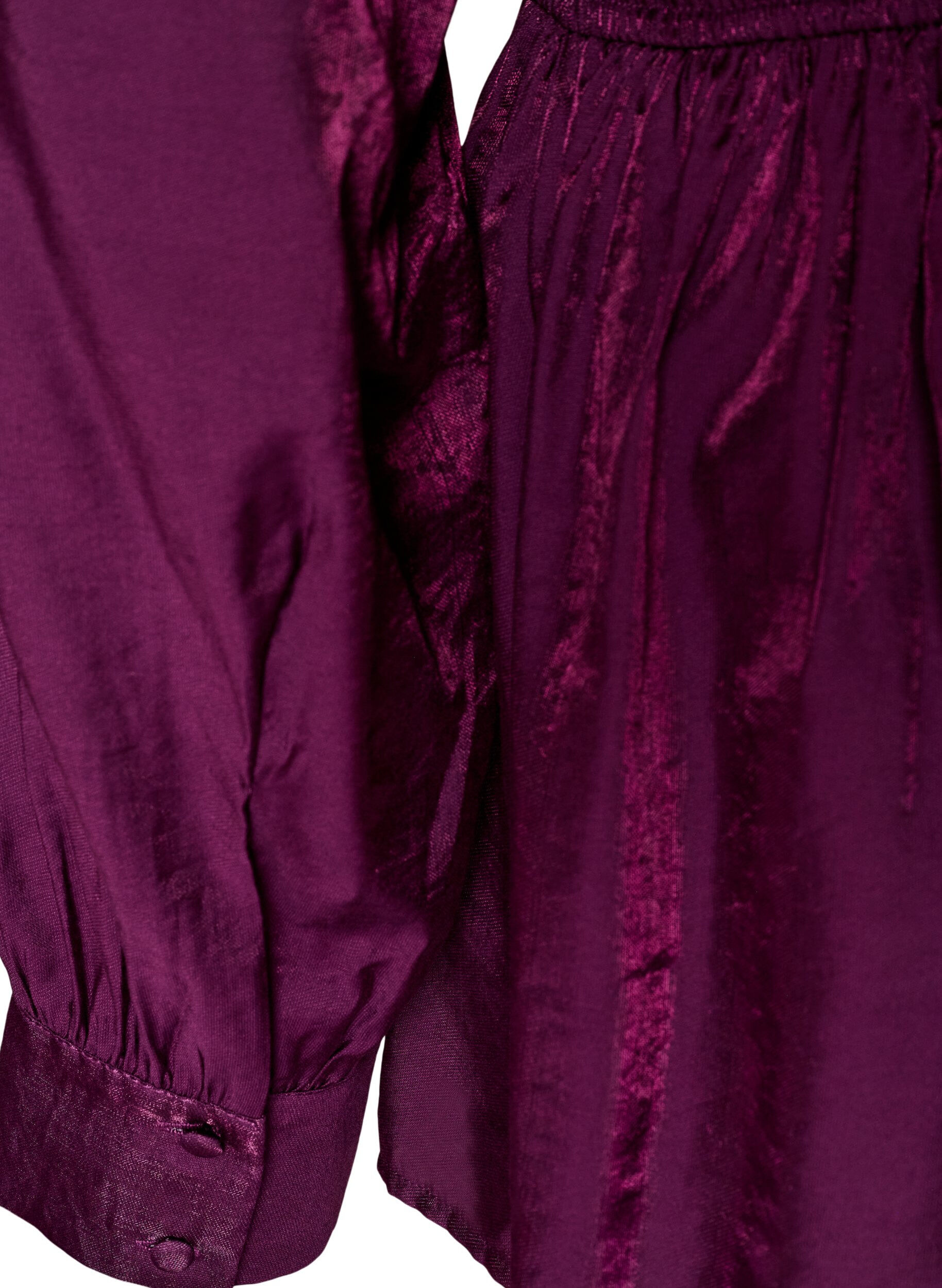 ZizziSkinnende viskosebluse med peplumeffekt, Lilla, Packshot image number 3