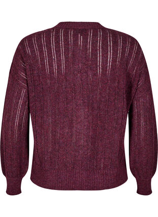 Zizzi Strikket cardigan med åpent mønster, Fig Mel., Packshot image number 1