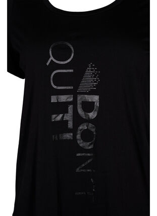 T-skjorte til trening med trykk, Black Don't Quit , Packshot image number 2