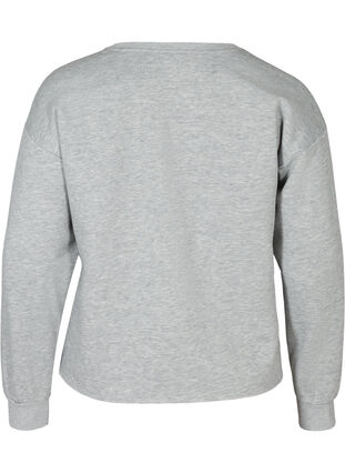 Cropped genser med rund hals, Light Grey Melange, Packshot image number 1