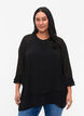 Bluse som er asymmetrisk nederst og med 3/4 ermer, Black, Model image number 0