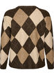 Strikket topp med argyle m&oslash;nster og rhinesteiner, Brun, Packshot image number 1