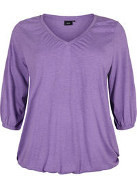 Melert bluse med V-hals