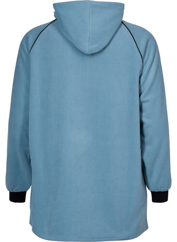 Lang anorak i fleece med glidelås, Smoke Blue w. Black, Packshot image number 1