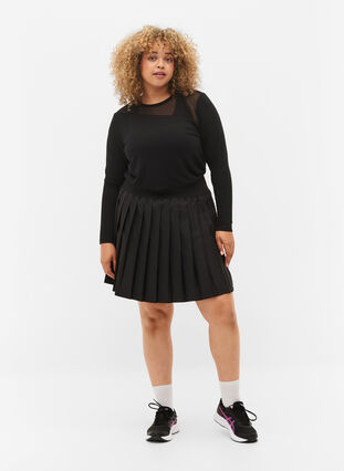 Padel/tennisskjørt i plissé, Black, Model image number 0
